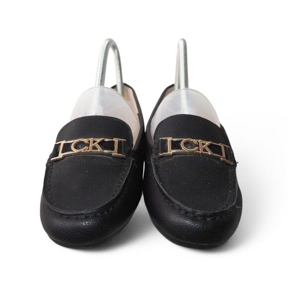 Calvin Klein Lacy Slip-on Moc Toe Driving Loafers Black / Gold Women's 5.5M - Picture 3 of 11